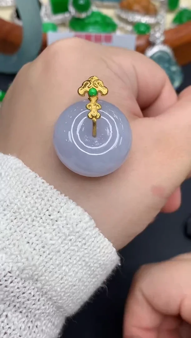 颈饰18K金镶嵌翡翠324-中国好珍宝