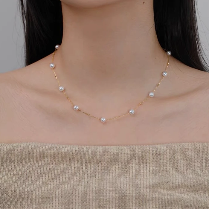 5～6mm淡水极光珍珠满天星珍珠项链百搭气质素款多样性发一无证书