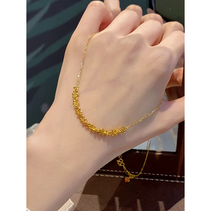 铜合金项链 黄金色的清冷氛围感硕果项链爆闪不规则微笑链锁骨链