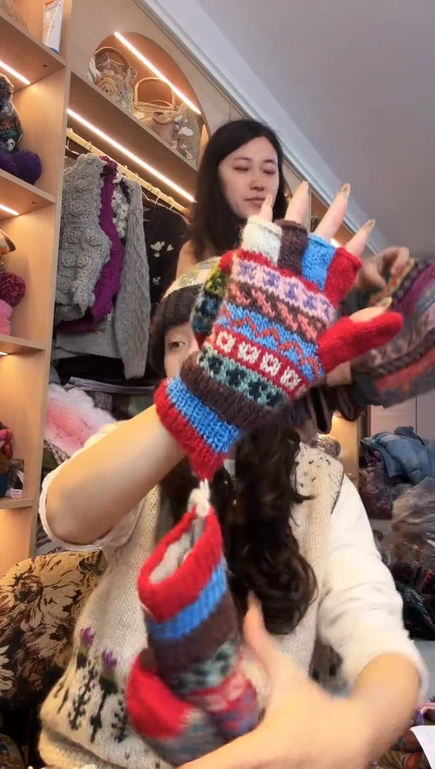 羊毛乙*纯手工手套356