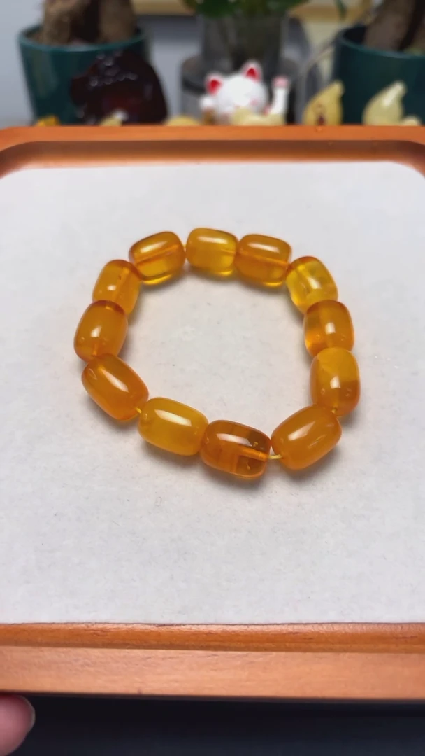 手串琥珀未镶嵌p23特价小年份桶珠手串 21.58克 12mm