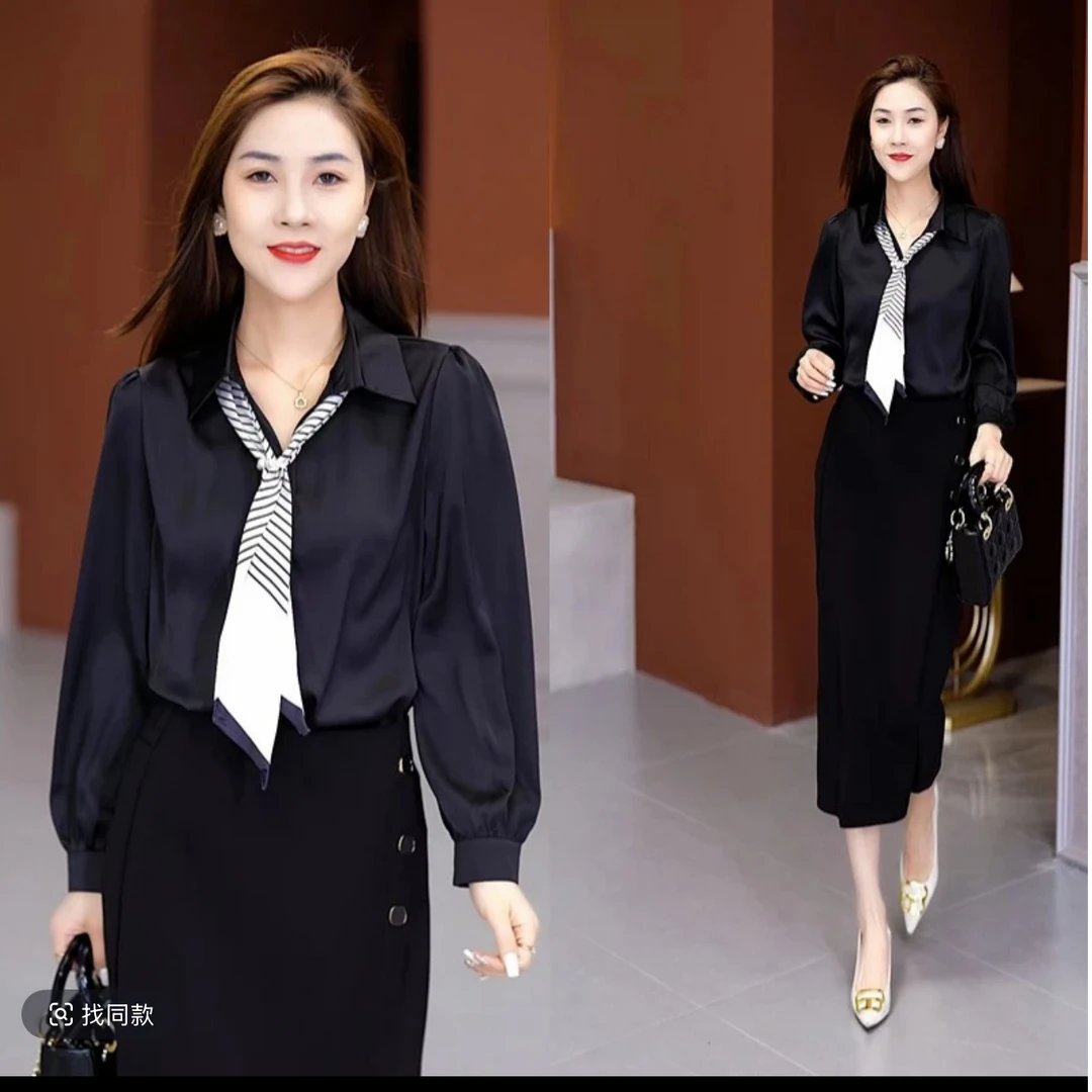 早秋女长袖新款秋季衬衣减龄洋气系统百搭休闲上衣9906#