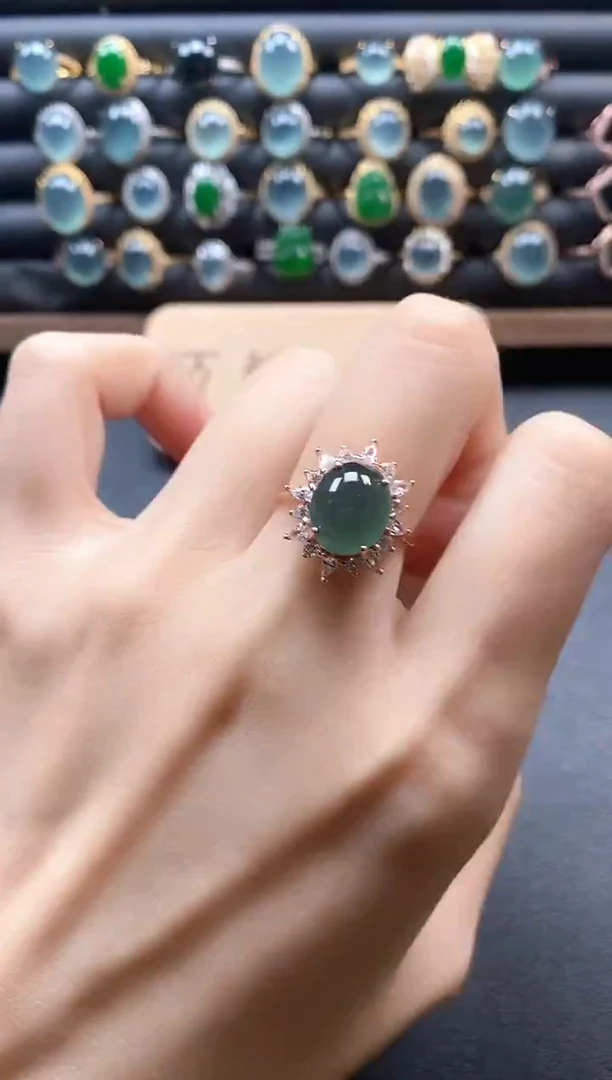 银S925镶嵌戒指翡翠51511