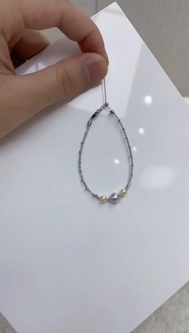 银S925镶嵌海水珍珠手链