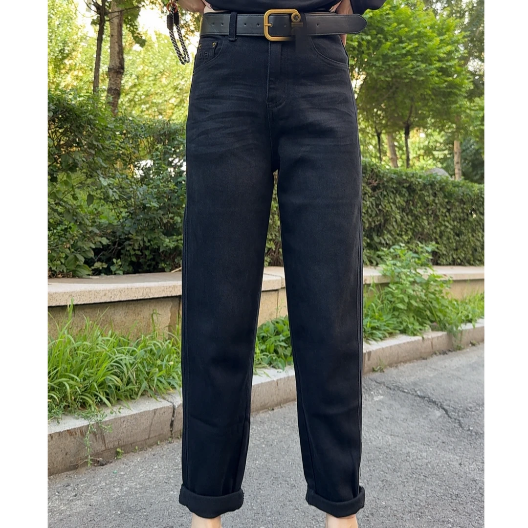 【茹姐甄选】牛仔裤秋季时尚女显瘦长裤九分裤高腰春季秋冬黑色9677