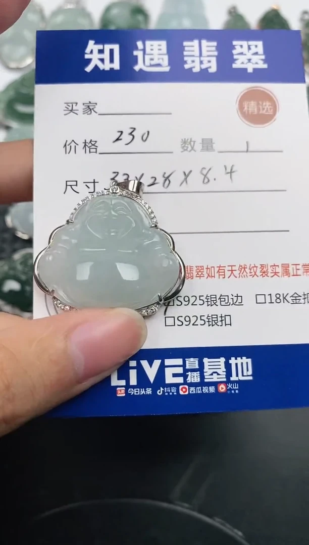 颈饰银S925镶嵌翡翠挂件