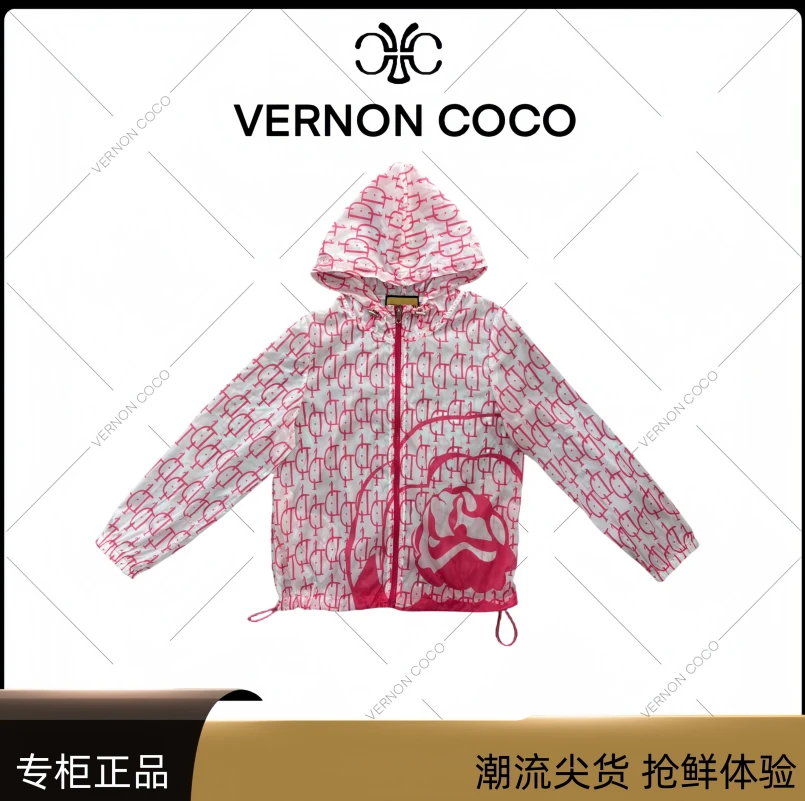 防晒印花时尚春季连帽夏季短外套防晒服潮流薄款女中环66