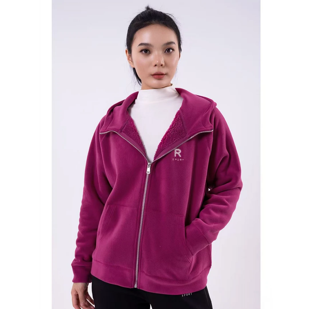 9007-女士51-Y78（玫红）连帽防风外套