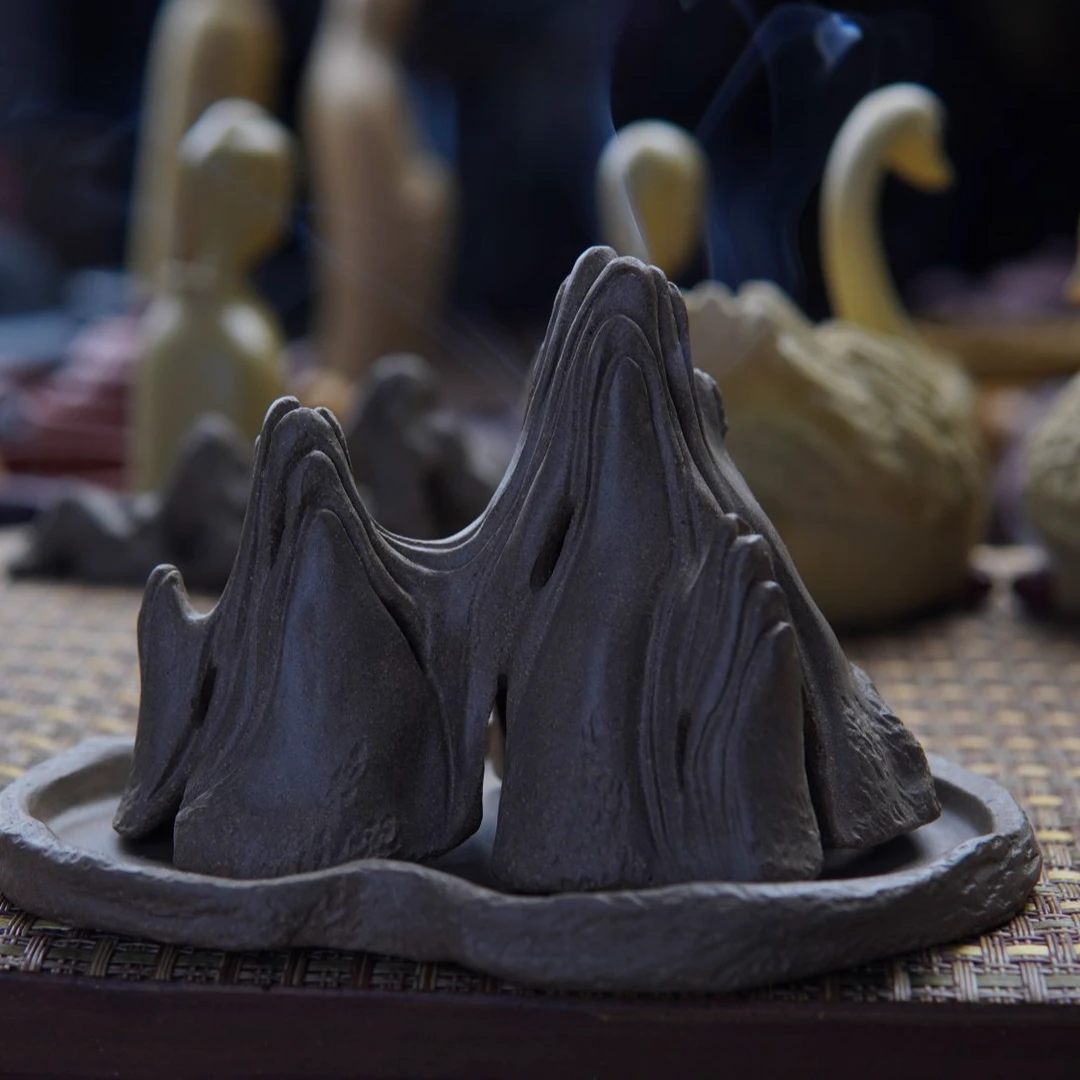 宜兴紫砂全手工香炉禅意香炉假山香炉侘寂风茶器