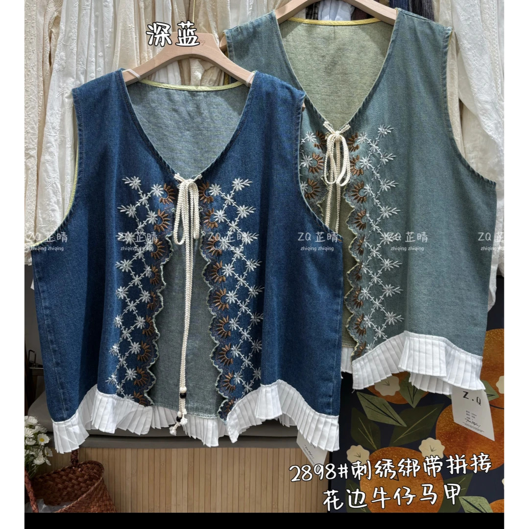 新款牛仔刺绣马甲2898#