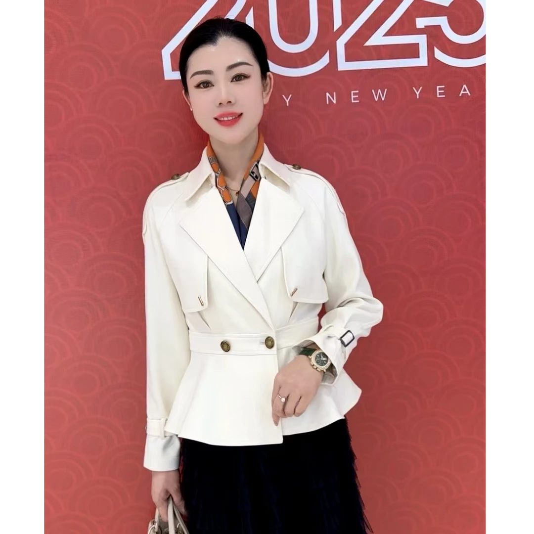 E8005春季新款女士上衣 女士轻奢显瘦气质时尚女装短款风衣