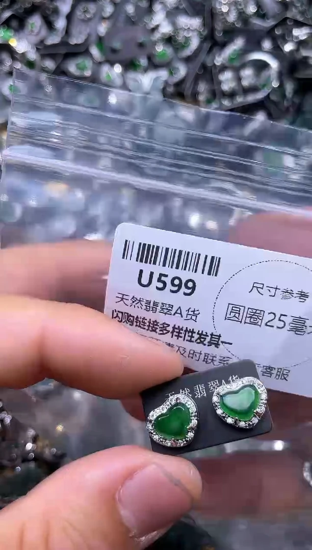 【闪购商品】翡翠颈饰未镶嵌U599耳钉