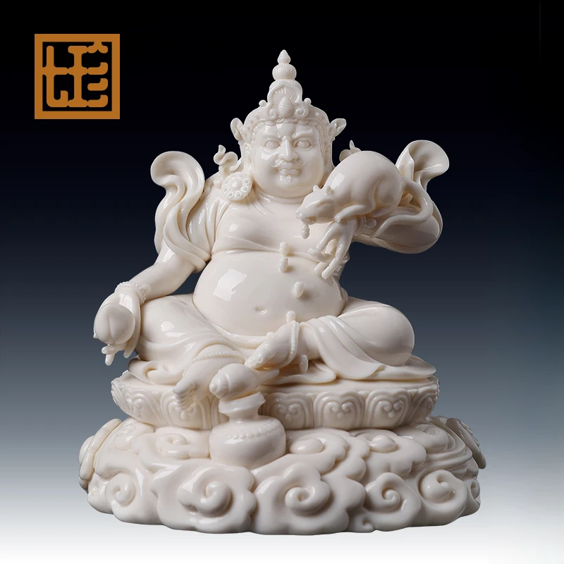 七珍陶瓷摆件《藏传黄/财/神》密/宗像郑金星作品家用客厅