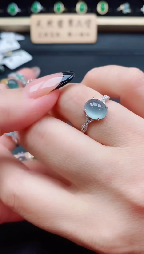 银S925镶嵌戒指翡翠1