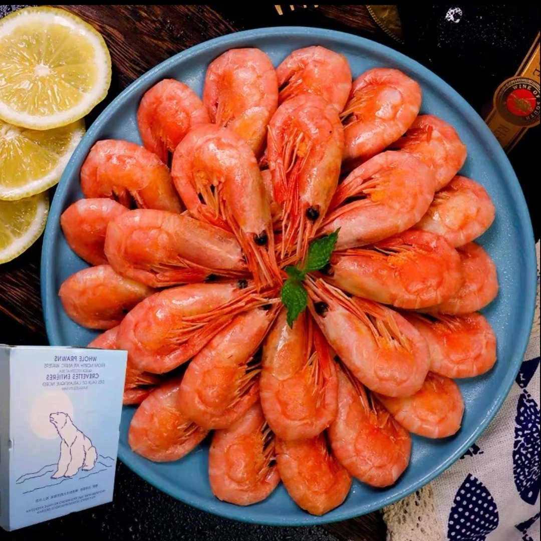 24年北极虾元宝虾北极甜虾 深海野生熟冻 少许青头黑头属于正常 3斤装 净重2.5斤以上 规格120+