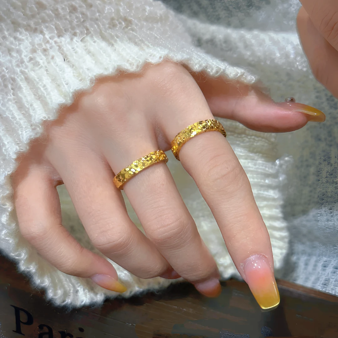 钛钢戒指 不掉色碎冰冰爆闪戒指小众设计ins轻奢气质百搭情侣指环