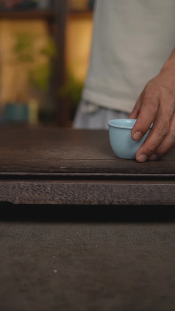 杯仿古月白平安缸杯一级