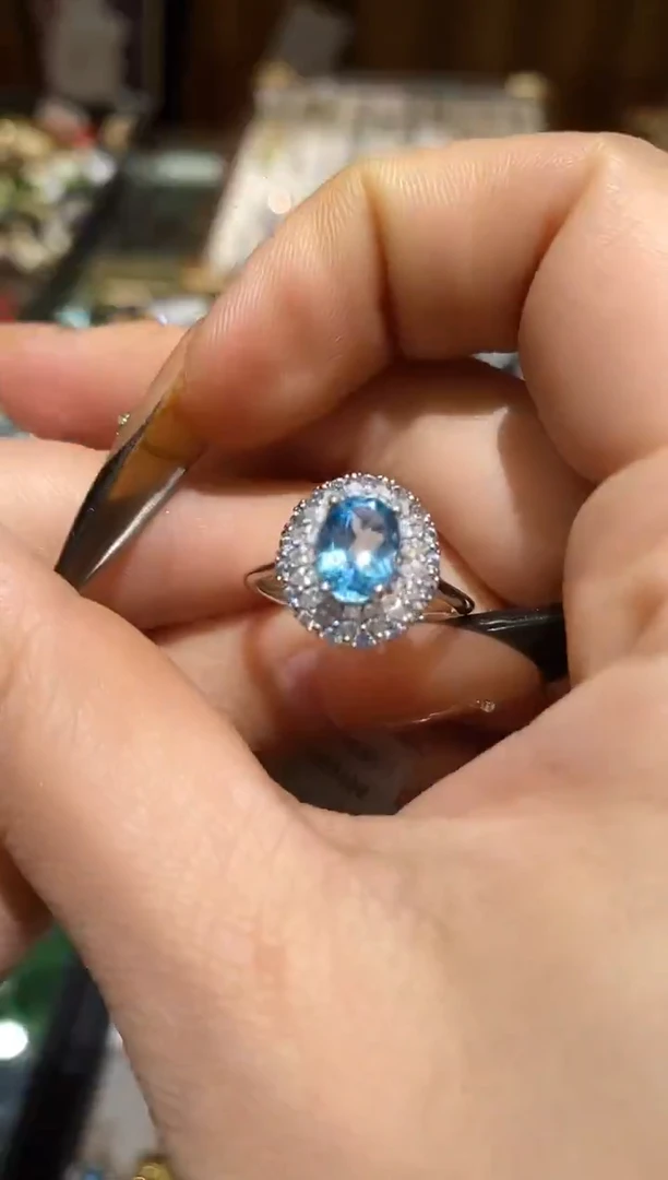 银S925镶嵌戒指托帕石楚楚珠宝中古甄选不退换