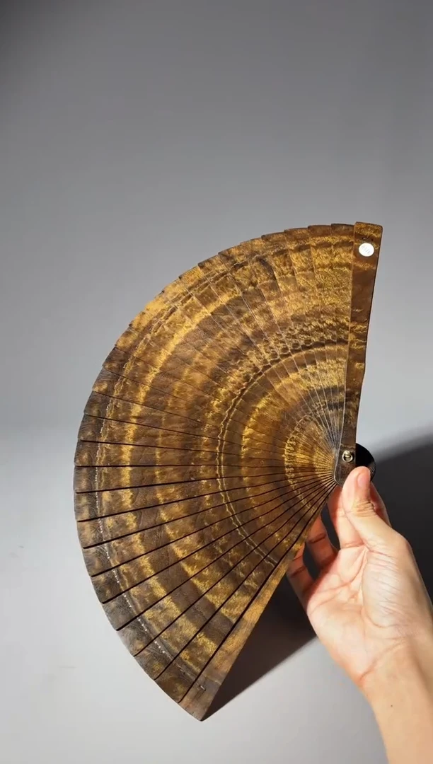 其他楠木（金丝楠）ゞ***a831号21cm乌木金丝楠小叶桢楠扇子