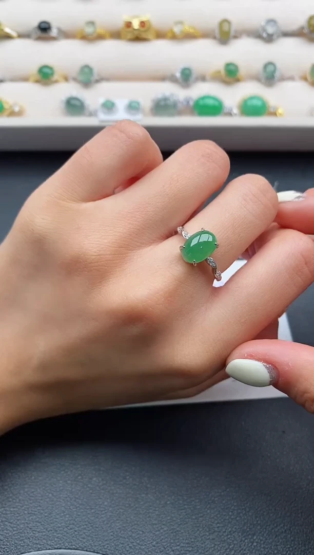 银S925镶嵌戒指翡翠222222+2