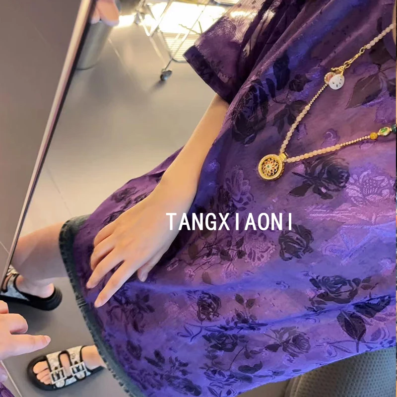 【殷紫花】烧花剪花上衣潮牌女装