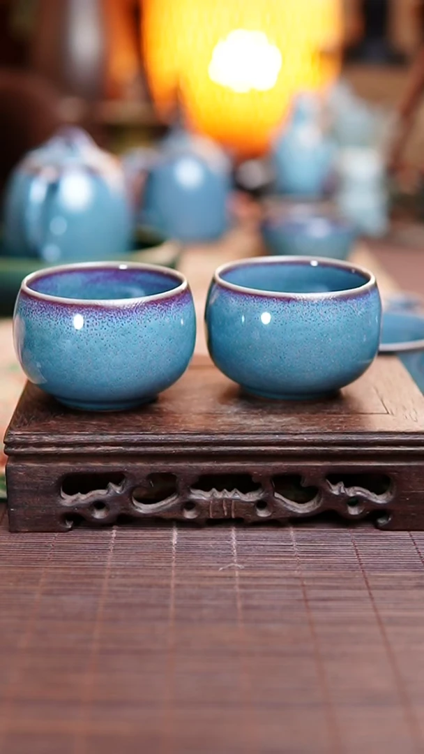 青蓝洒金 禅定杯2只