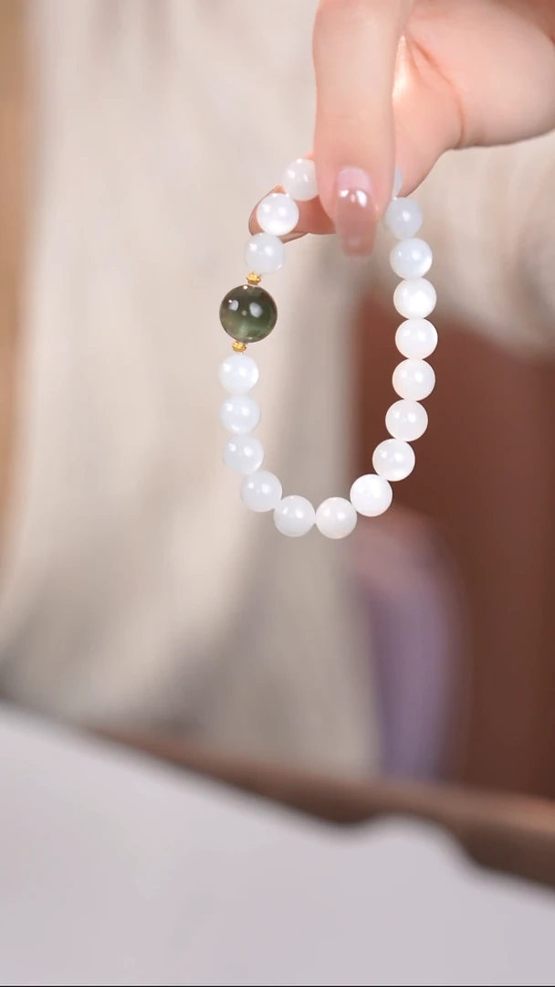 银S925镶嵌手链长石@