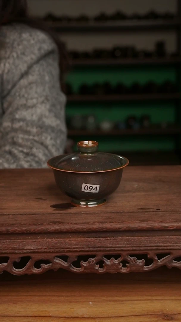 杯094号茶叶末两才小乔盖碗