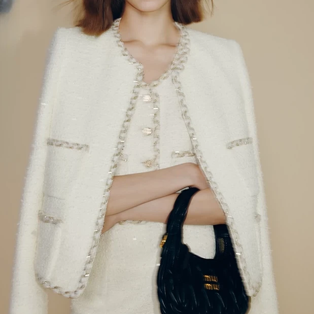 短外套时尚小香风春季常规款气质粉色小香女#Aab