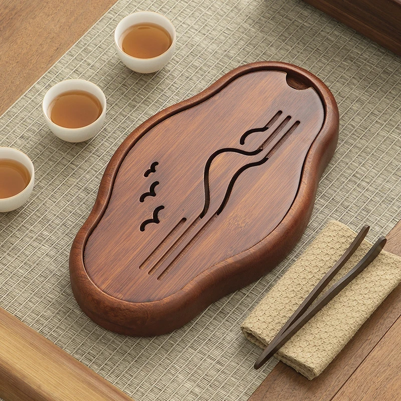 海棠花梨木30*18家用茶盘新款小型干泡茶台托盘客厅储水式户外