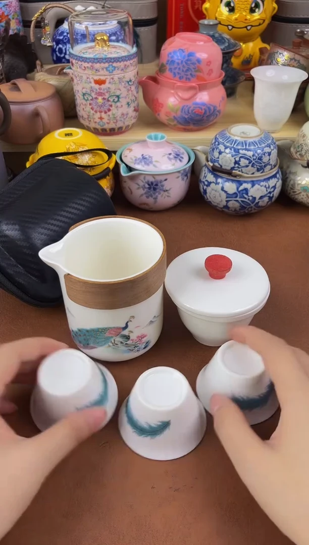 陶瓷茶具摆件旅行套组