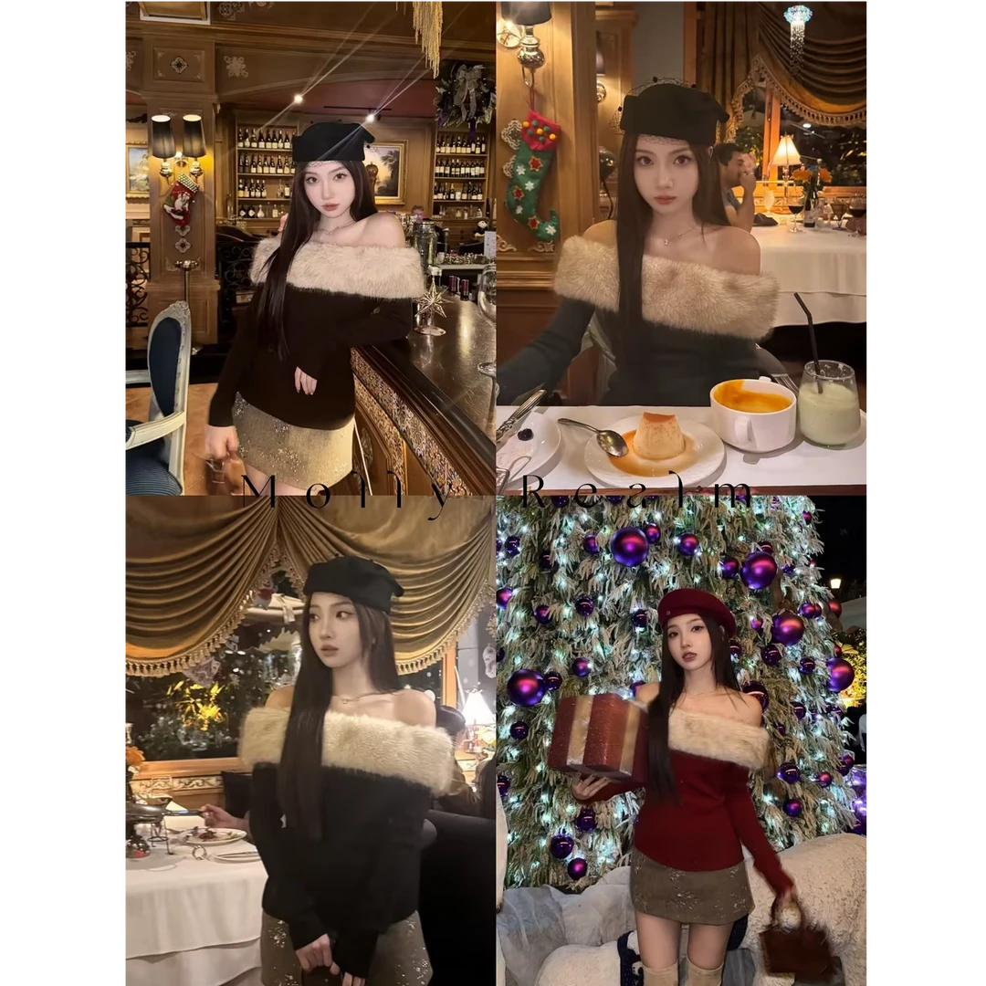 MOLLY 尹茉莉 "时间胶囊"可拆设计师秋冬款一字肩打底衫MK86093