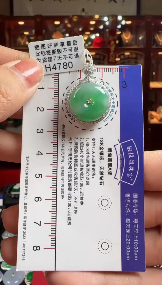 【闪购商品】翡翠颈饰18K金镶嵌H4780绿平安扣