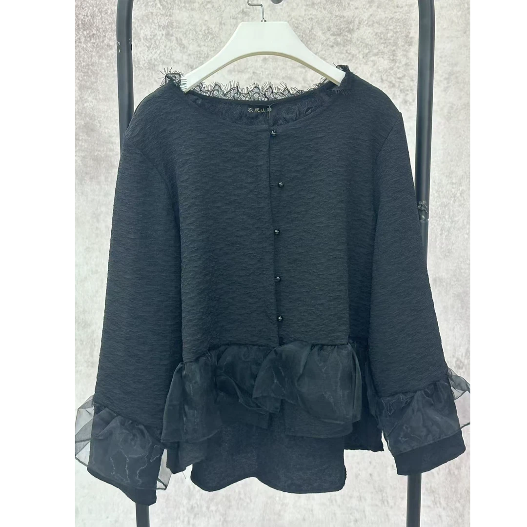 【大海轻奢】S1927-3常规款黑色衬衫春季百搭打底