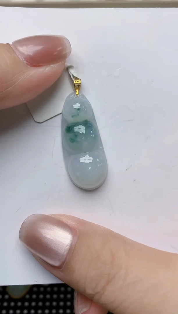 翡翠18K金镶嵌颈饰天然缅甸A货翡翠