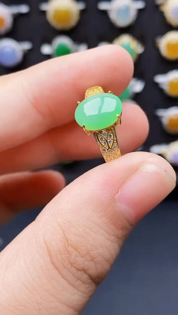 银S925镶嵌戒指翡翠4178