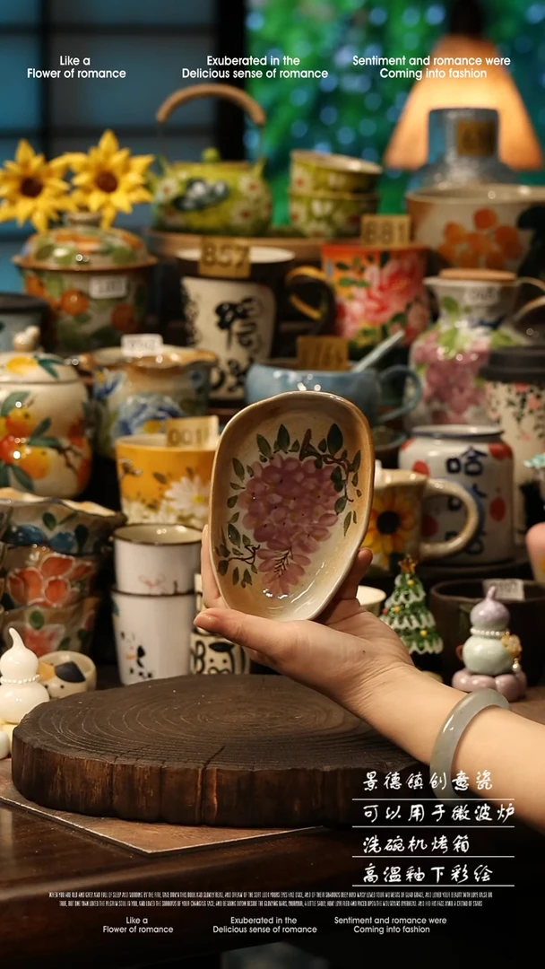 陶瓷景德镇高温釉下彩手工手绘款式