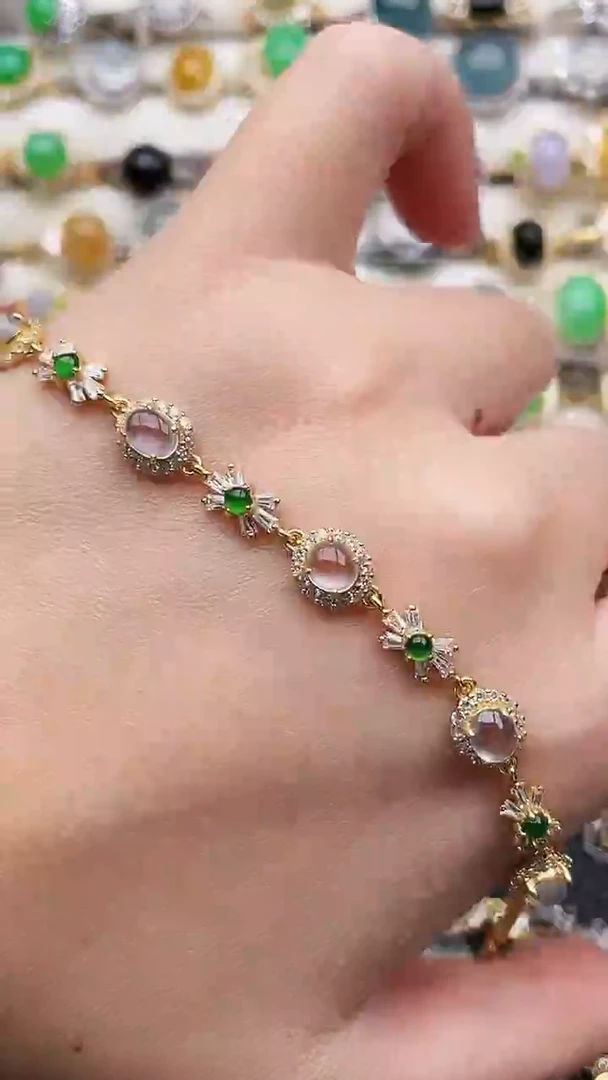 银S925镶嵌手链翡翠150