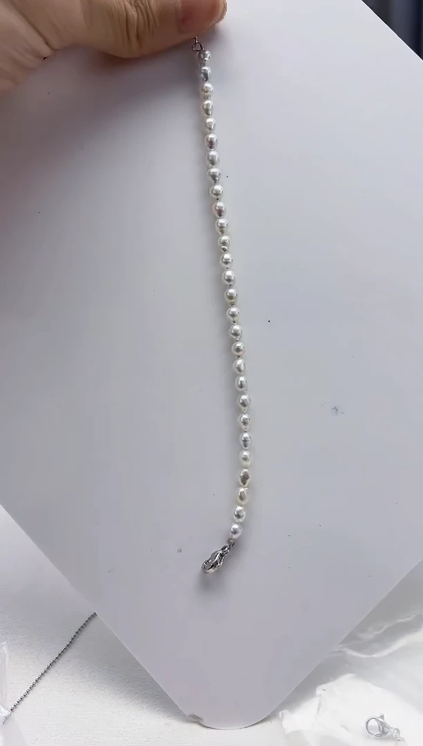 银S925镶嵌淡水珍珠手链珍珠手链 4-5MM Z01