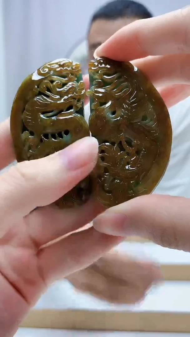 未镶嵌定制翡翠4898zm-毛货一对龙凤222