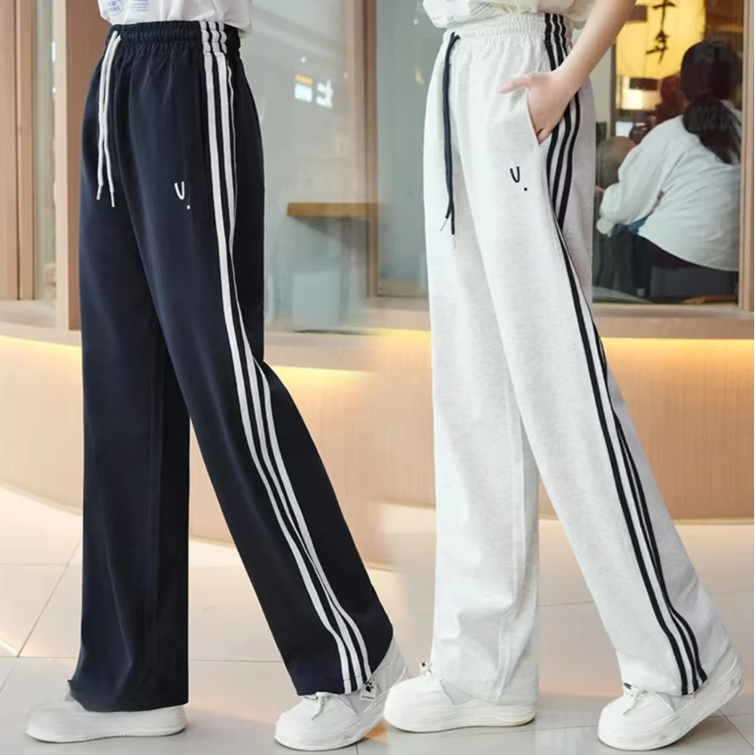 儿童服装夏季夏装阔腿裤女孩显瘦时尚直筒百搭大童宽松童装休闲裤