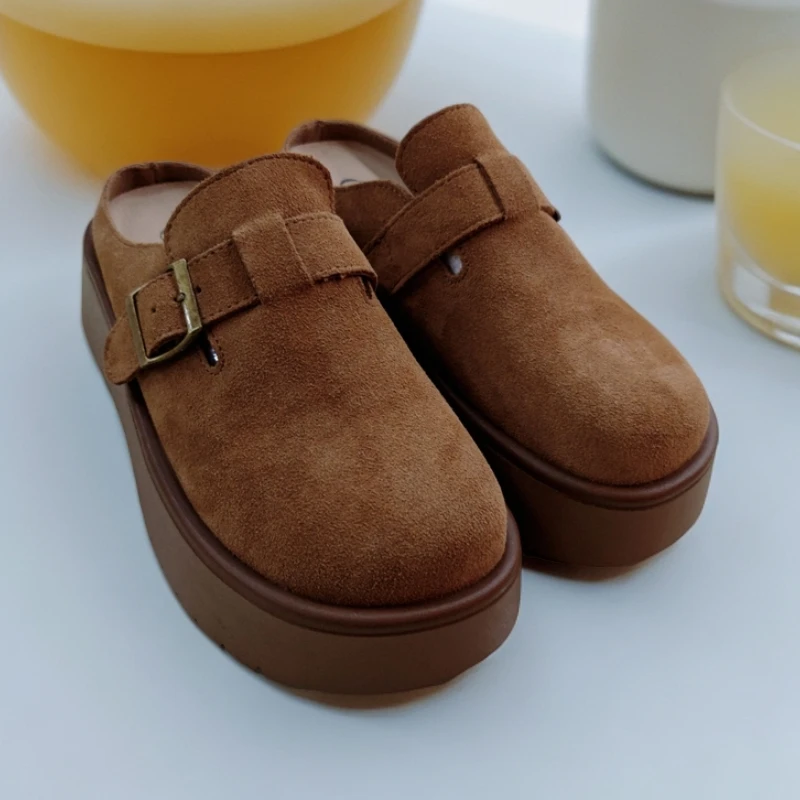 【大美家027】包头休闲风平底浅口包头拖厚底博肯百搭（8010）