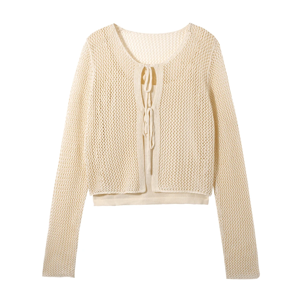 【小依专享】Y8490夏季小吊带+镂空针织两件套