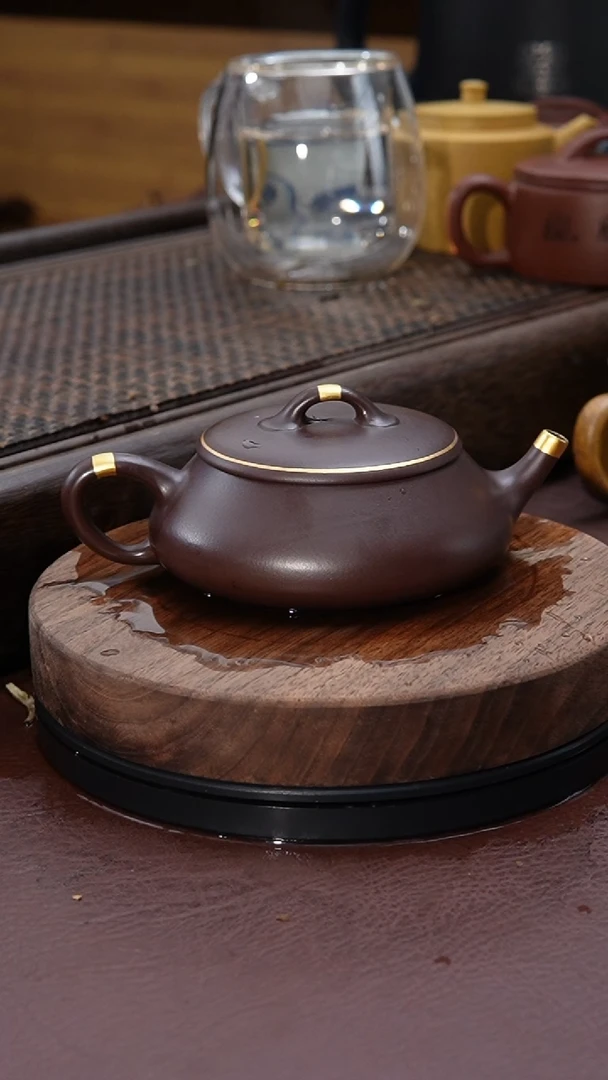 【闪购商品】紫砂茶壶描金石瓢平瓢紫砂壶