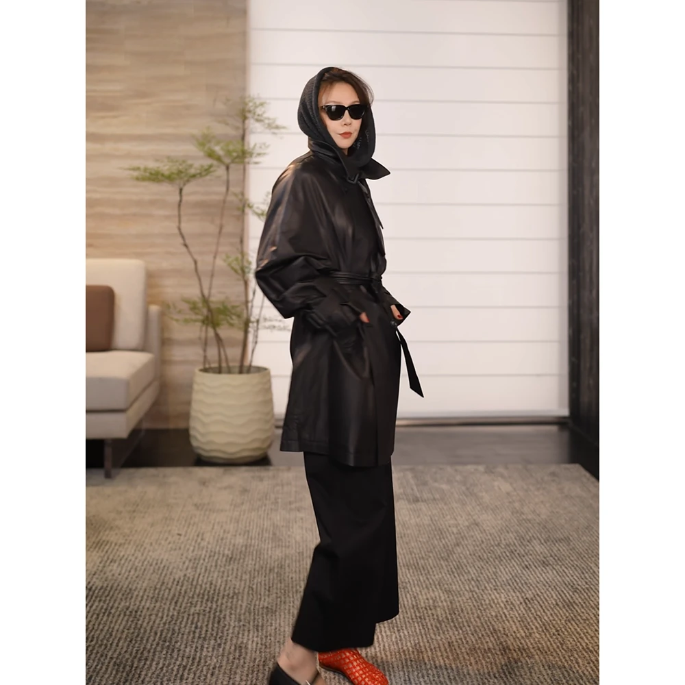 SHIIEELL气质时尚100绵羊皮轻奢百搭高品质腰带风衣皮衣 P3713