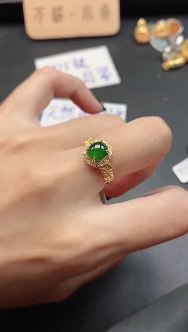 银S925镶嵌戒指翡翠51151