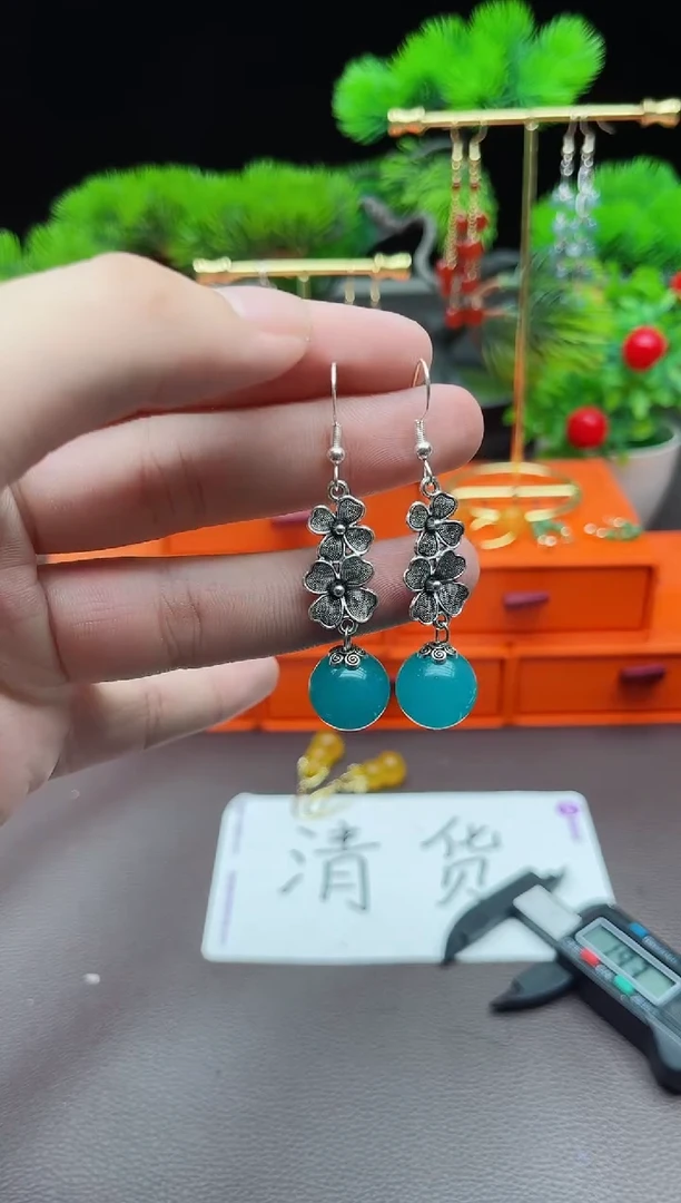 玛瑙/玉髓耳饰银S925镶嵌111