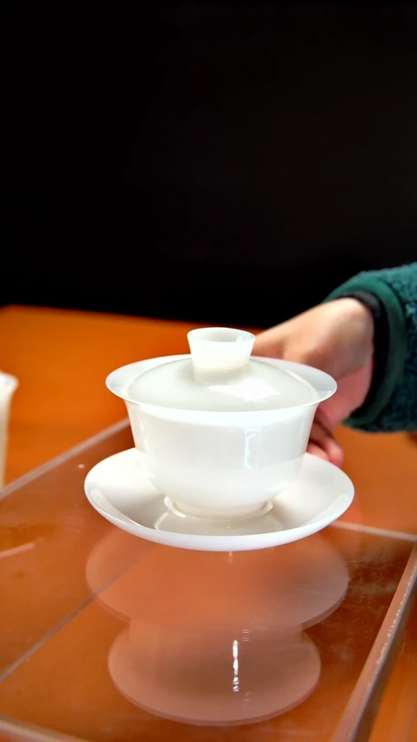 其他陶瓷《言泥陶瓷》高冰冰种璞玉系列 三才盖碗 160cc