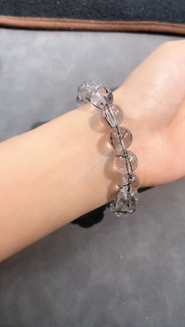 【闪购商品】发晶手链未镶嵌66号黑发晶单圈10mm