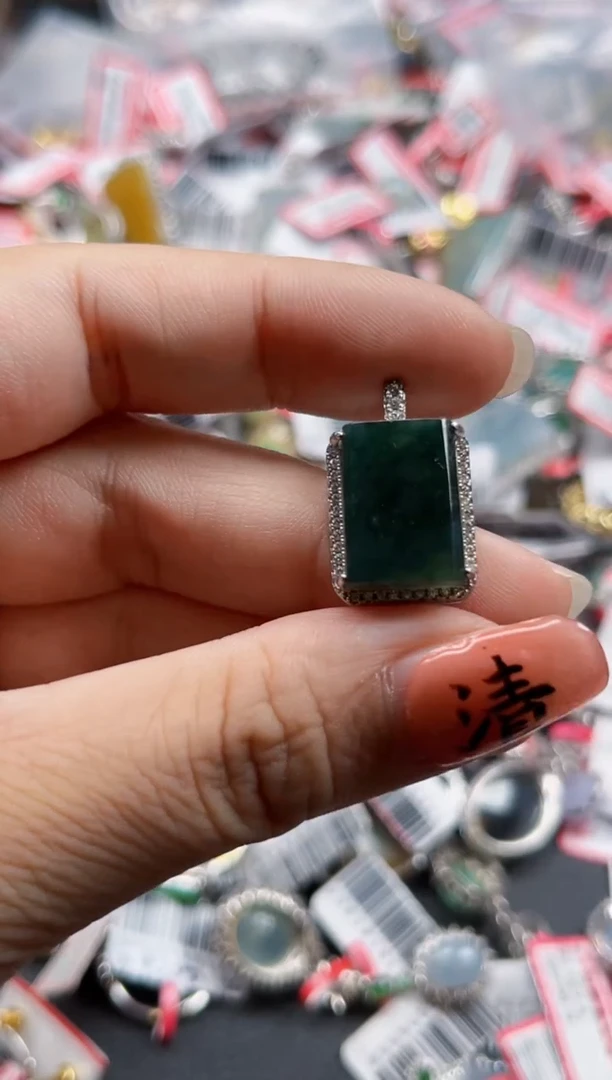 银S925镶嵌戒指翡翠天然A货缅甸翡翠